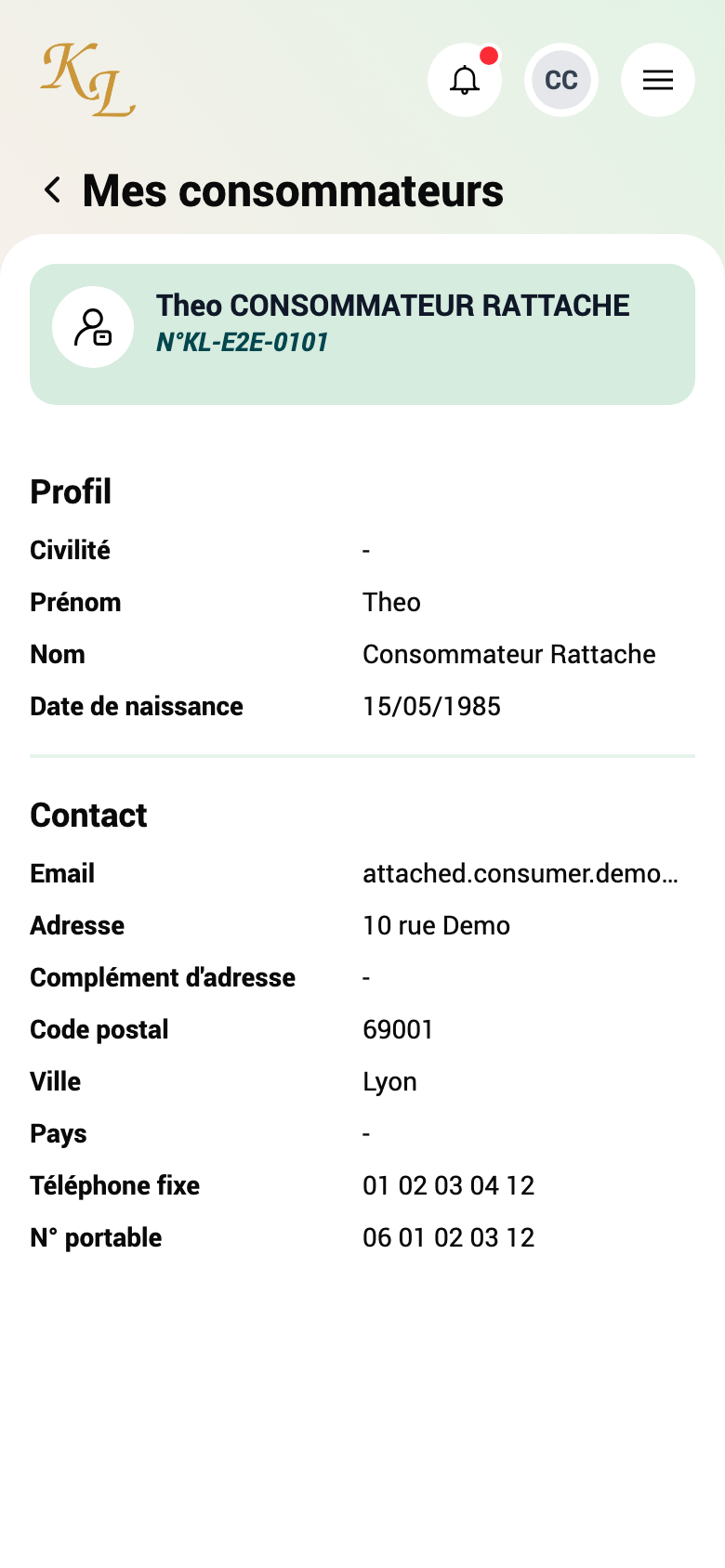 Informations du consommateur
