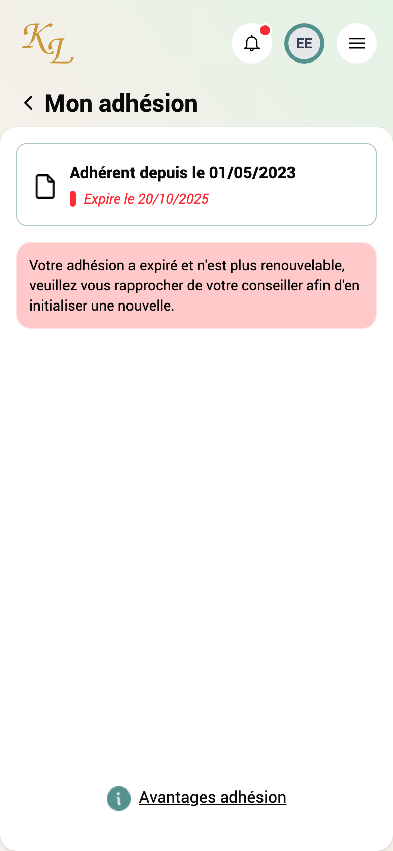 Adhésion expirée