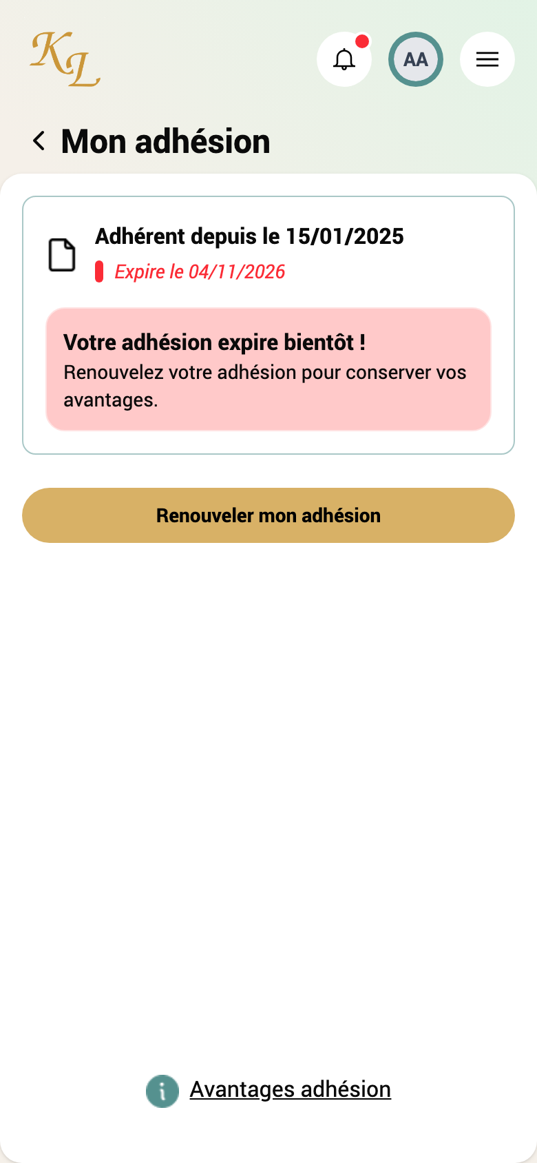 Mon adhésion