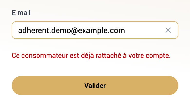 Consommateur déjà rattaché