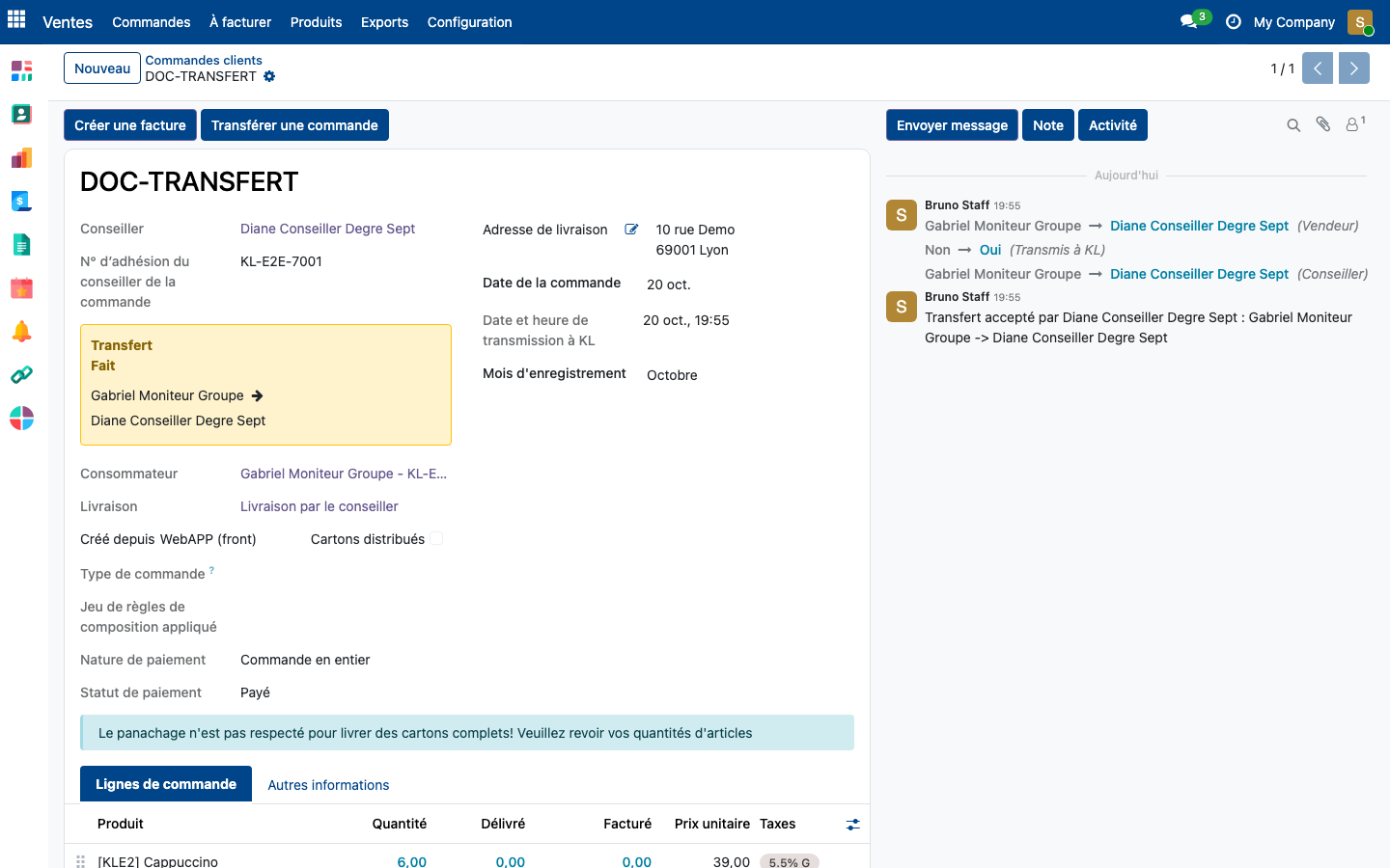 Transfert accepté